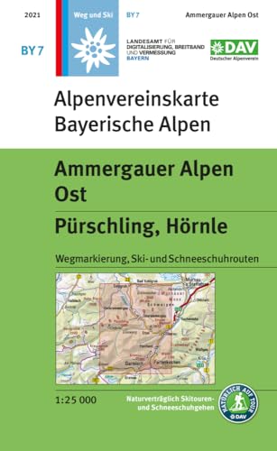 Ammergauer Alpen Ost Walk+Ski Pürschling, Hörnle (By7): Topographische Karte 1:25.000, Wegmarkierung, Ski- Und Schneeschuhrouten (Alpenvereinskarte Ba