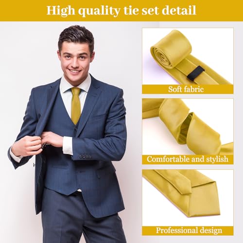 Image of Syhood 6 /12 /24 Pcs Men Ties Set Solid Satin Pure Color Business Formal Necktie Tie 57 inch for Men Occasion Wedding