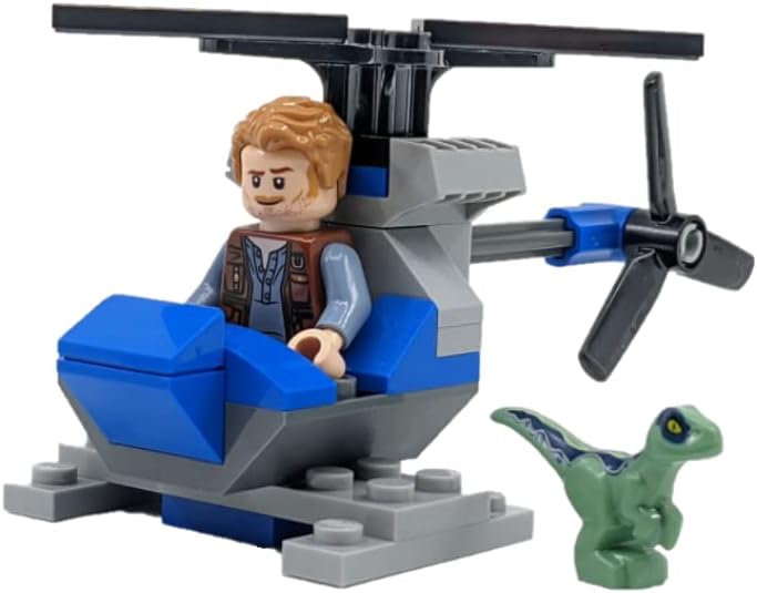Miniatura 2 de LEGO Jurassic World Owen con helicóptero y bebé Raptor azul
