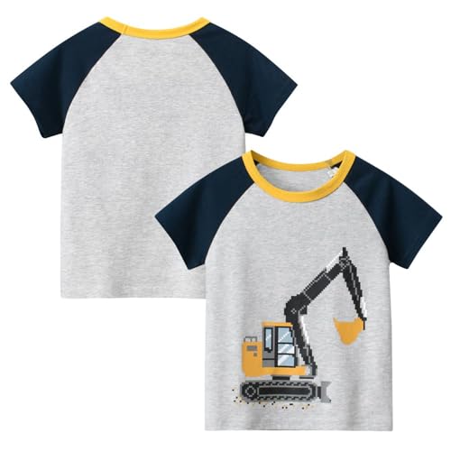 TABNIX Boys' 4-Pack Excavator# Short Sleeve Crewneck T Shirts Top Tee Size 2-7 Years Toddler Boys' Value Pack Cotton T-Shirt