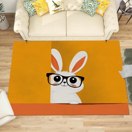 Tapis poils courts mignon lapin blanc une touche de douceur - 3