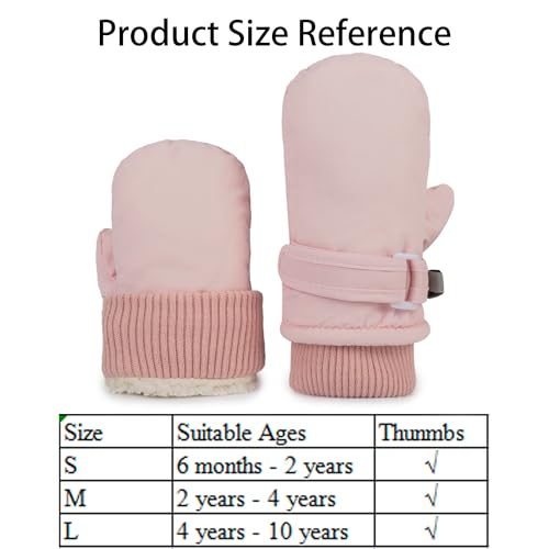 INOGIH Kids Toddler Snow Mittens Winter Cold Weather Fleece WarmWater-repellent Ski-Mittens for Baby Girls Boys4