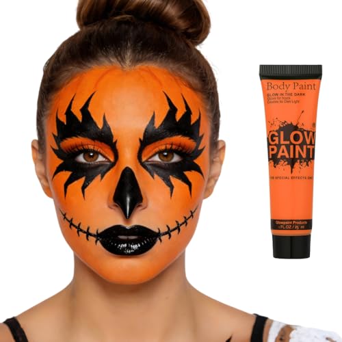 AOOWU Pintura Mate Infantil, 25ml Tubos de Pintura Facial y Corporal, Pinta Caras a Base de Agua, Pinturacara Niños Hipoalergenica Lavable, Maquillaje Profesional de Pintacaras para Halloween(Naranja)