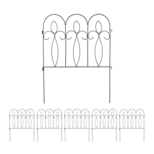 Relaxdays Recinzione per Aiuole, 6 Pannelli, H x L: 81 x 63 cm, per Aiuole in Giardino, Design Decorativo, Ferro, Nero