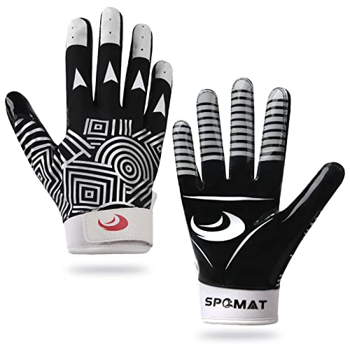 SPOMAT Football Gloves Adult Silicone Grip Receiver Gloves for Men and Women with Super Stick Ability for Best Game Experience, 