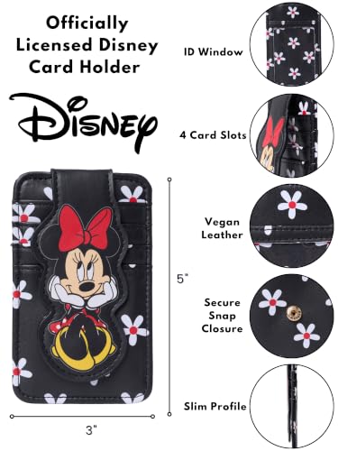 Image of Disney Card Holder Women Slim Wallet Small Minnie Mouse Black