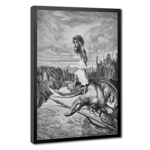 Poster David et Goliath Gustave Doré avec cadre suspendu pour habiller un grand mur