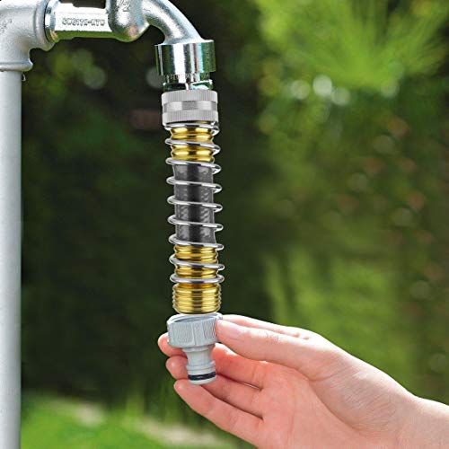 Luexbox Garden Hose Extension Adapter, Hose Kink Protector With Coil Spring And Solid Brass Coupling, 3 Pack #TOP5