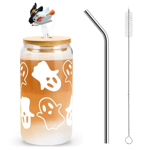 Nymora Halloween Becher mit Deckel und Strohhalm, Herbst Tasse,...
