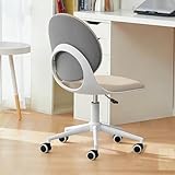 WXJHL Modern Home Office Chair, Armless PU Leather Desk Chair with Mid-Back, Swivel Height Adjustable Ergonomic Computer Task Chair for Office, Bedroom, Make Up, Study(Brown)