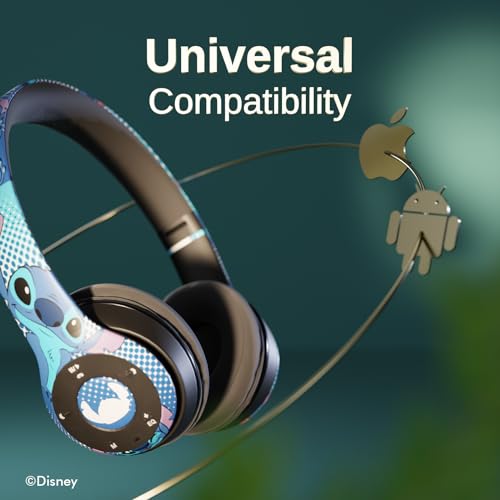 Image of Disney Lilo & Stitch Expressions Bluetooth Over-Ear Headphones, Wireless Foldable Headset with Built-in Microphone - Stitch Expressions Design, for Adults and Kids