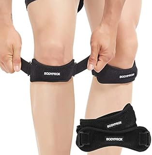 Bodyprox Patella Tendon Knee Strap 2 Pack, Knee Pain Relief Support Brace Hiking, Soccer, Basketball, Running, Jumpers Knee, Tennis, Tendonitis, Volleyball & Squats