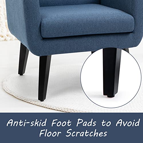 Sillón con reposabrazos moderno azul miniatura 7