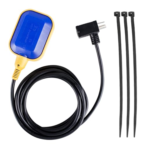 Float Switch with 10ft Cable - Ideal for Sump Pumps, Water Tanks, Sewage Pools, and More - 16 Amp Maximum Pump Run Current, IP68 Waterproof