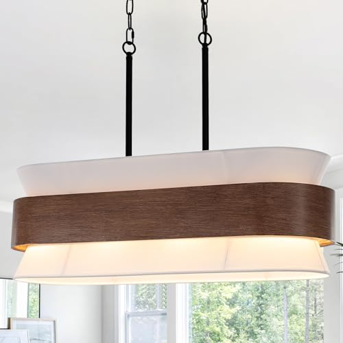 31.5' Farmhouse Kitchen Island Chandelier 4-Light Dining Room Light Fixture, 2-Tier Chandelier with...