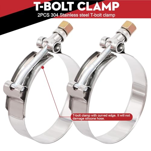 Image of 2 1 /2inch(63mm) Silicone Coupler Straight Hose Rubber 4-Ply 5mm Thickness 8inch Length for Intake Exhaust Pipe Intercooler Coolant Turbo Tube 2.5x8 With 2 PCS Stainless Steel T-clamps
