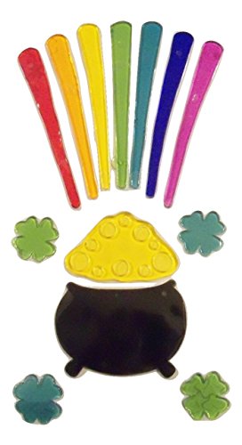 Impact Innovations St. Patrick's Day Reusable Gel Window Clings ~ Pot of Gold at The End of The Rainbow! (13 Clings, 1 Sheet)