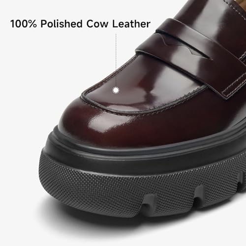 Image of BEAU TODAY Womens Platform Loafers, Leather Penny Loafer Shoes
