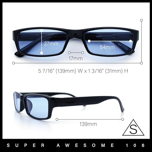 SA106 Mens Hippie Pimp Color Lens Narrow Rectangular Black Frame Sunglasses4