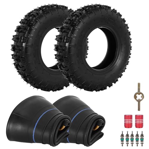 RUTU 4.10/3.50-6 Tires and Inner Tubes 2 Set for Go Kart Chinese ATV Quad Mini Bike Lawn Mower Wheelbarrows 4 Wheelers Snow Blower Tractors Hand Trucks Generators Utility Carts Trolleys 4.10-6 tire