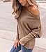 Lacozy Women's Off The Shoulder Tops Waffle Knit Oversized Sweatshirt Long Sleeve Tunic Shirts Pullover Sweaters Coffee S