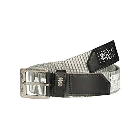 Mens Crosshatch Nylon Web All Over Logo Fashion Jean Belt Deramus - Grey Cover