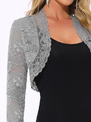 Image of Allegra K Women's Elegant Crop Cardigan Sheer Floral Lace Bolero Shrug Top