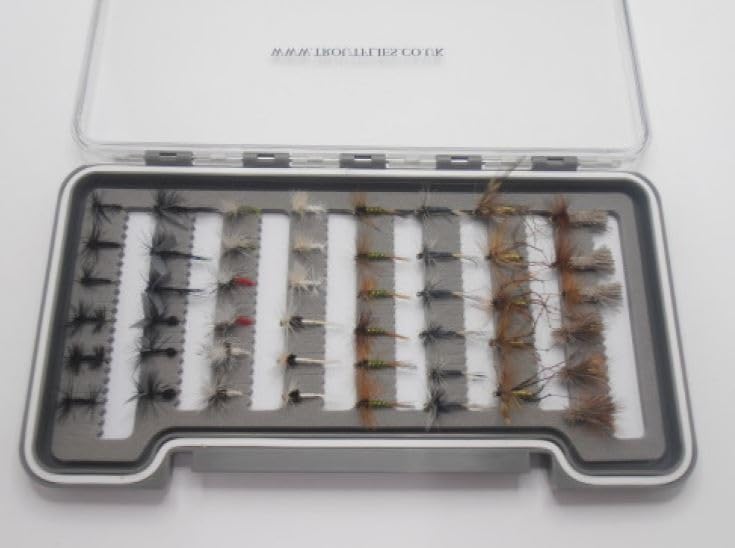 48 Barbless Dry Trout Flies Boxed Set named patterns, see description, Good Summer collection, mixed sizes best dry flies