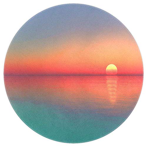 Tapis rond océan et coucher de soleil multicolore antidérapant en polyester de 160 cm - 2