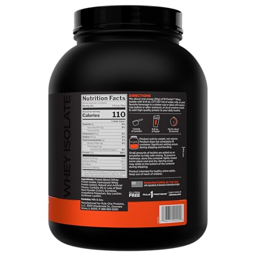 Image of Rule 1 Proteins R1 Proteins Whey Isolate, Strawberries & Creme, 45 Servings | 25g of Protein from Whey Isolates and Hydrolysate isolates for Workout Recovery and anytime use