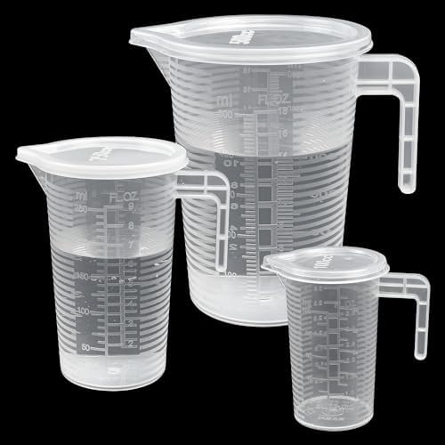 YAANBUNB 3 Pcs Plastic Measuring Jugs, 100ml 250ml 500ml Measuring Cups ...