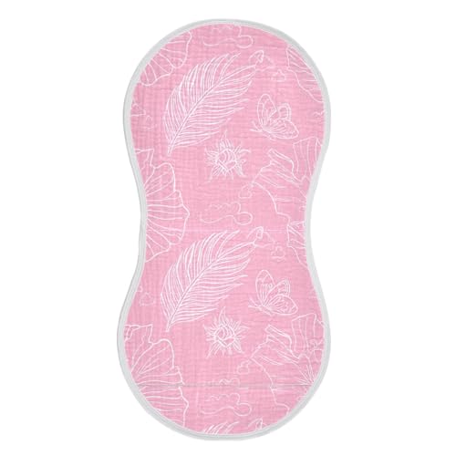 Flowers Butterflies Lines Pink Burp Cloths for Babies Burp Rag Cotton Spit Up Rag for Babies Infant Newborn2