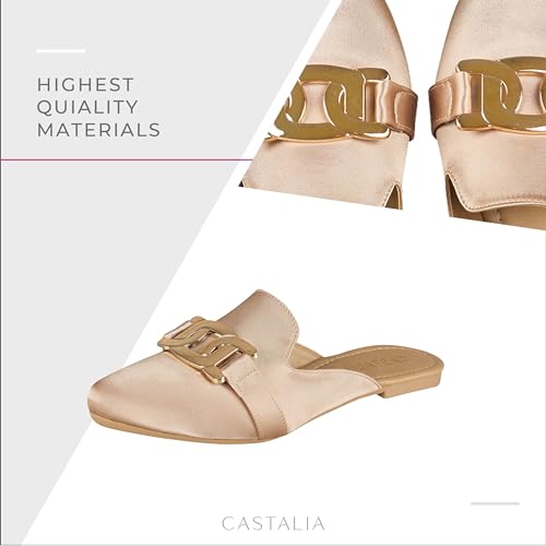 Image of CASTALIA Essentials Women's Loafers & Slip-ons Shoes Black and Beige. Stylish, Comfortable Womens Loafers /Flats.