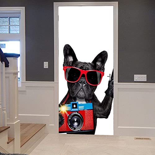 3D Door Murales Autoadesivo Porta Poster Porta Carta Da Parati Porta Arte Porta Wall Sticker Porta Foto Cane Animale 80 X 200 Cm Per La Decorazione Della Porta Del Soggiorno, Della Camera Da Letto, D