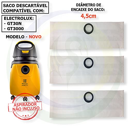 3 Saco Descartável para Aspirador De Pó Electrolux GT30N / GT3000 Novo - Bocal de 4,5cm