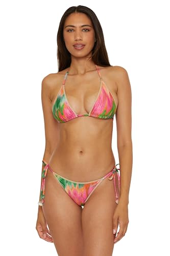 BECCA Women's Standard Triangle Bikini Top, Adjustable, Tie Back, Swimwear Separates, Mirage (Multicolor), D3