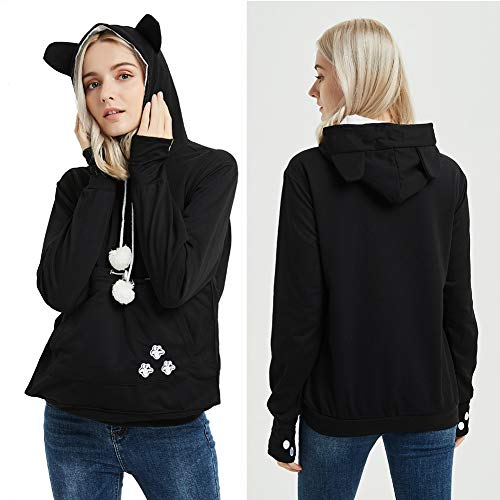 Unisex Haustier-Transporttasche mit Kapuze für Katzen und Hunde - Schwarz - XXX-Large