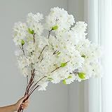 Hawesome Artificial Flowers Cherry Blossom Branches 42 Inch Fake Silk Cherry Blossom Flowers Arrange