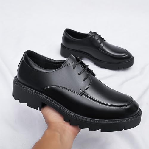 YZABEL Men's Dress Shoes Platform Work Oxfords Shoes Formal Classic Business Shoes Classic Lace-up Low Top Block High Heel Shoes Comfortable Non-Slip Shoes3