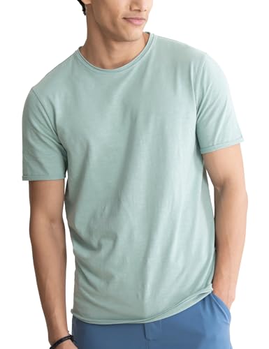 Image of DAMENSCH Men's Slim Fit Cotton-Elastane Blend Half Sleeve Casual T-Shirt | Round Neck T-Shirt