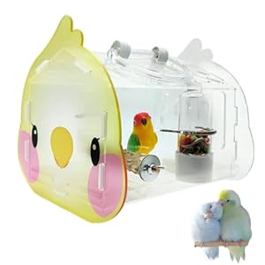 Hamiledyi Small Bird Carrier Travel Cage Transparent Parakeet Carrier Backpack with Standing Perch Portable Outdoor Cage for Lovebird Parrot Swallow Goldfinches
