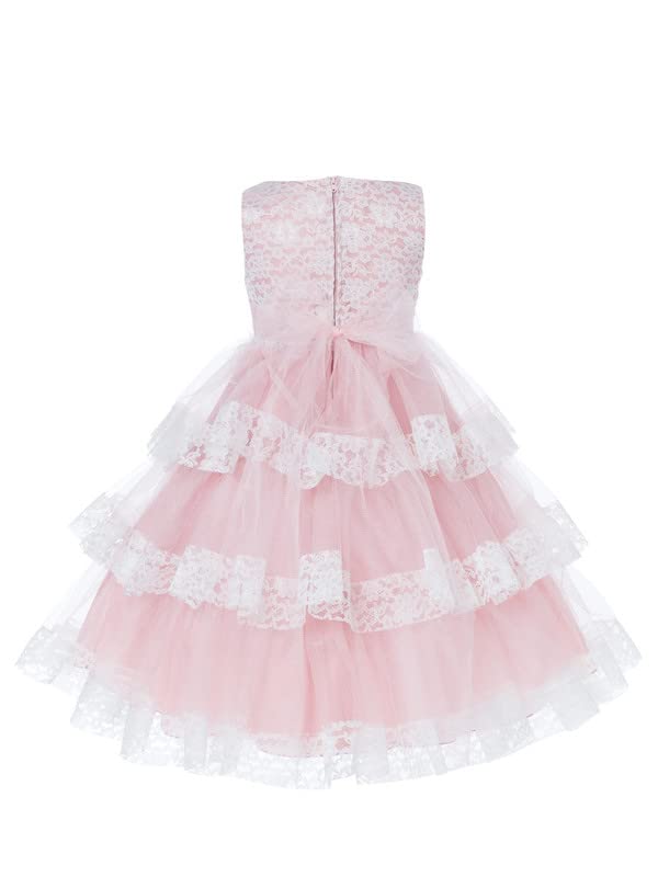 Image of Ripening Girl's Net /Satin Princess Birthday Dress Christmas Dress Unique Girls Boutique Dress Girl Lace Flower Kids Long Dresses Gown Pink