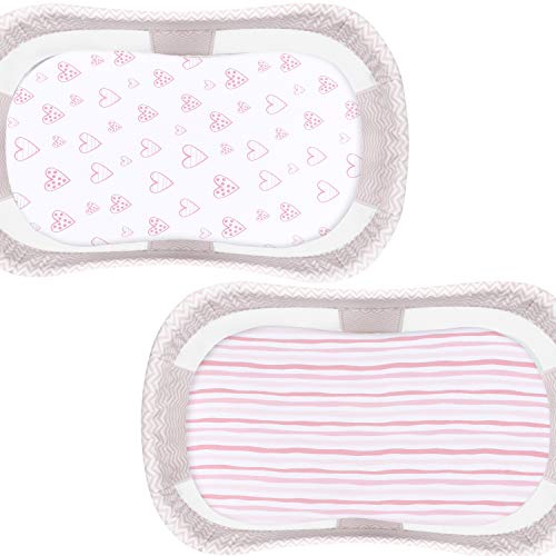 Bassinet Sheets Fit For Halo, Dream On Me, Ingenuity, Fisher Price, Delta, Graco And Other Oval Bassinet Mattress 2 Pack, 100% Fitted Jersey Knit Cotton Sheets, Pink Print For Baby #TOP1