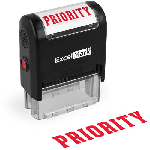 ExcelMark Priority Self Inking Rubber Stamp - Red Ink (A1539)