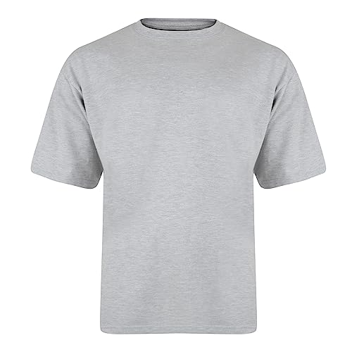 VR2 Denim Men's T-Shirts Big & Tall Short Sleeve Crew Neck Plain Tee Casual Premium Quality Top, Grey Colour, UK Size 3XL