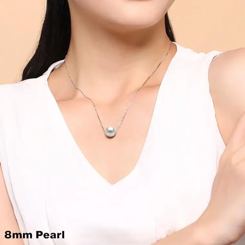 Japanese Akoya Cultured Pearl Pendant Necklace AAAA Graded 7-10mm Floating White Necklace Pendant with Sterling Silver Setting and Matching 16 or 18 Inch Chain - Orien Jewelry2