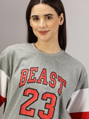 Image of RodZen Women's Cotton Loose Fit Oversized Printed T-Shirt
