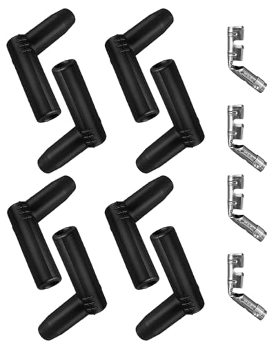 135/45 Degree Silicone Boots and Terminal Kit Fit for 7mm-8.5mm Spark Plug Wire, Include 8 Terminals and 8 Protective sleeves