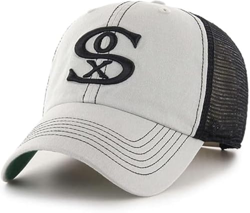47 MLB Trawler Primary Logo Cooperstown Mesh Trucker Clean Up Adjustable Hat, Adult One Size Fits All (US, Alpha, One Size, Chicago White Sox, Chicago White Sox)