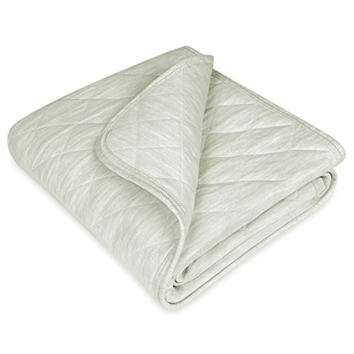 Image of Organic Cotton Baby Blanket Warm, Breathable and Super Soft Quilted Toddler Blanket for Boys and Girls - Thermal Crib Blanket Thick and Light Weight 39x39 Inches Large - Ivory